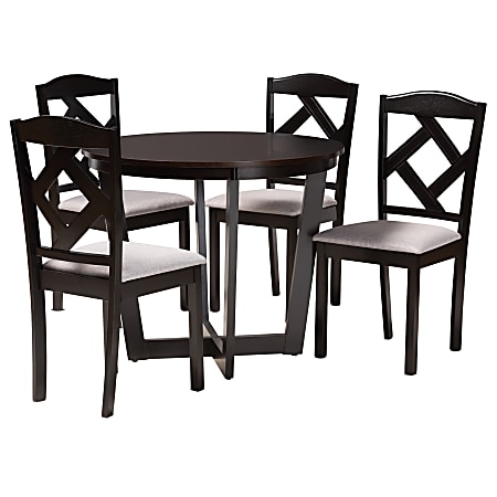 Baxton Studio Morigan 5-Piece Dining Set, Gray/Dark Brown