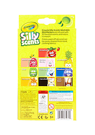 Crayola Silly Scents Washable Markers Conical Tip Assorted Ink Colors Pack  Of 10 Markers - Office Depot