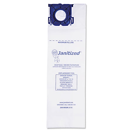 Janitized® Windsor Sensor Vacuum Filter Bags, White, Pack