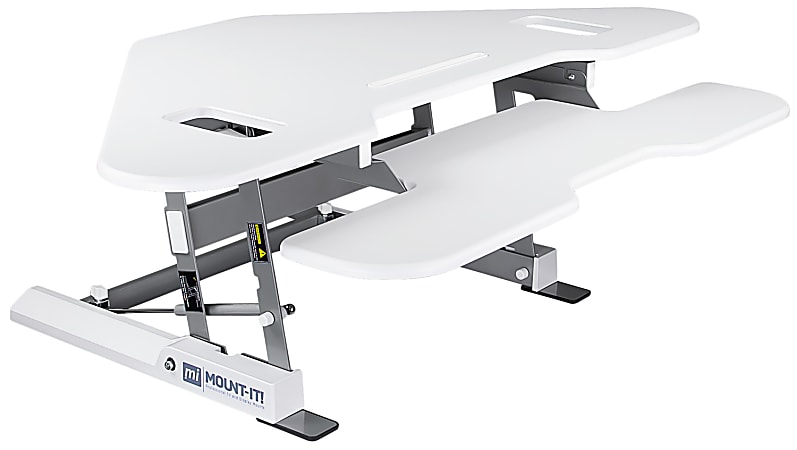 Mount-It! MI-7959W Corner 50"W Standing Desk Converter, White