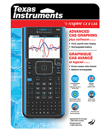 esencia costo agrio Texas Instruments Nspire CX II CAS Graphing Calculator Rechargeable  Computer Algebra System CAS Battery Powered 2 x 7.3 x 11.8 Gray 1 Each -  Office Depot