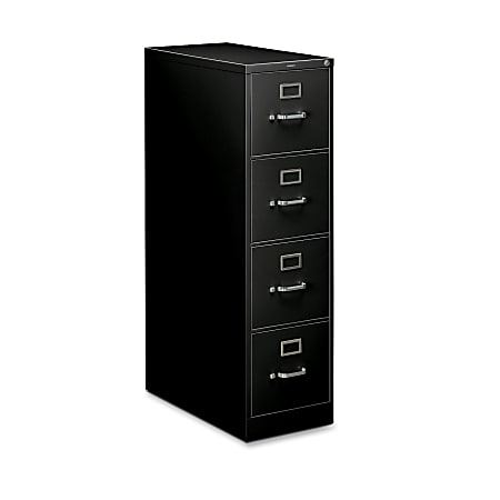 HON® 210 28-1/2"D Vertical 4-Drawer Letter-Size File Cabinet, Metal, Black