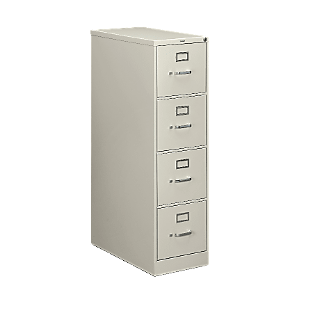 HON® 210 28-1/2"D Vertical 4-Drawer Letter-Size File Cabinet, Metal, Light Gray