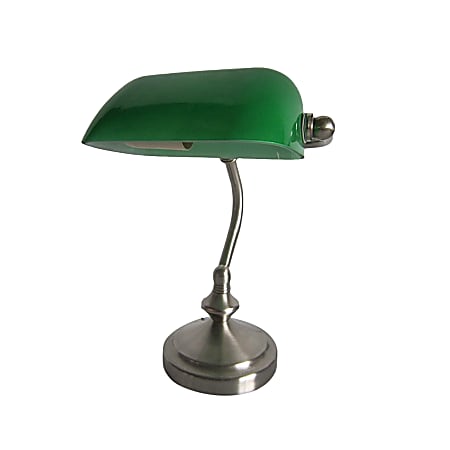 Simple Designs Traditional Mini Banker's Lamp with Green Glass Shade
