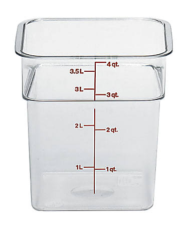 Cambro Camwear 4-Quart CamSquare Storage Containers, Clear, Set