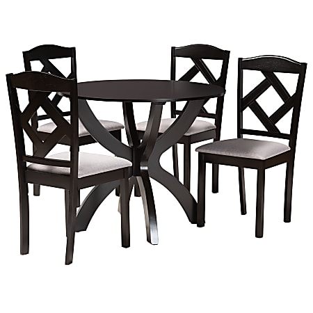 Baxton Studio Nesa 5-Piece Dining Set, Gray/Dark Brown