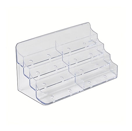 Azar Displays 4-Tier Acrylic Business/Gift Card Holders, Clear, Pack Of 2 Card Holders