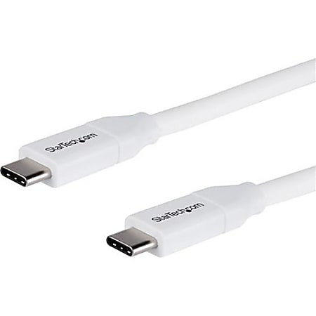 StarTech.com 2m 6 ft USB C to USB C Cable w/ 5A PD - M/M - White - USB 2.0 - USB-IF Certified - USB Type C Cable - USB C Charging Cable - USB C PD Cable - 6.56 ft Thunderbolt 3 Data Transfer Cable for Notebook, MacBook Pro, MacBook, Chromebook