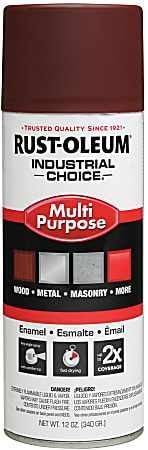 Rust-Oleum Industrial Choice 1600 System Multi-Purpose Enamel Spray Primer, 12 Oz, Flat Red, Case Of 6 Cans
