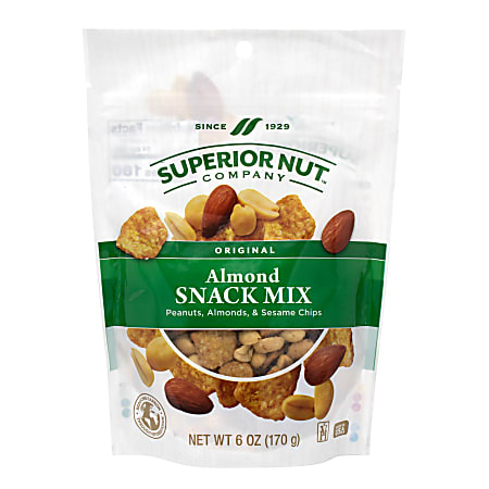 Superior Nut Original Almond Snack Mix, 6 Oz, Pack Of 6 Pouches