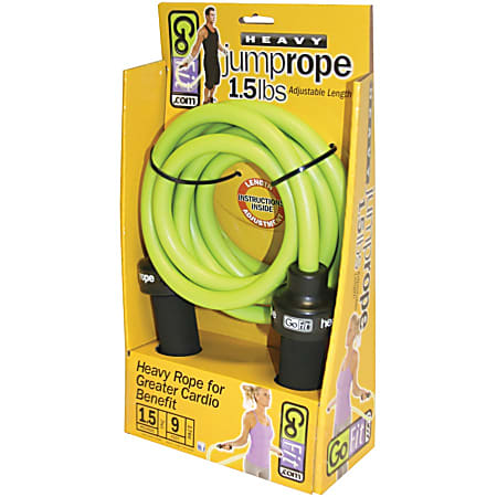 GoFit Heavy Jump Rope - 1.5 lbs, 9' Adjustable Length - 108" Length - Green, Black - Foam