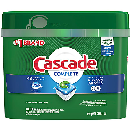Cascade® Complete ActionPacs™ Dishwasher Detergent Pods, Fresh Scent, Box Of 43