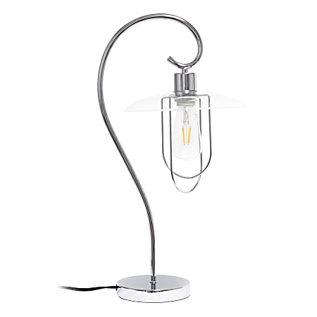 Lalia Home Modern Metal Scroll Table Lamp, 22-1/4"H, Clear Shade/Chrome Base