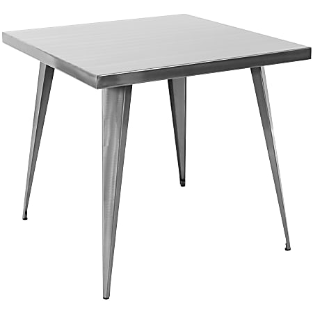 Lumisource Austin Industrial Dining Table, Square, Brushed Silver