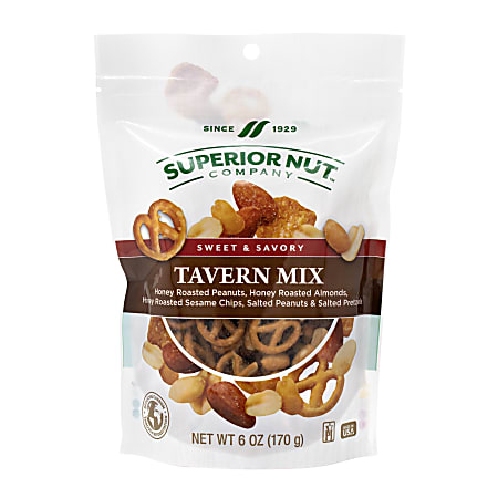 Superior Nut Sweet And Savory Tavern Mix, 6 Oz, Pack Of 6 Bags