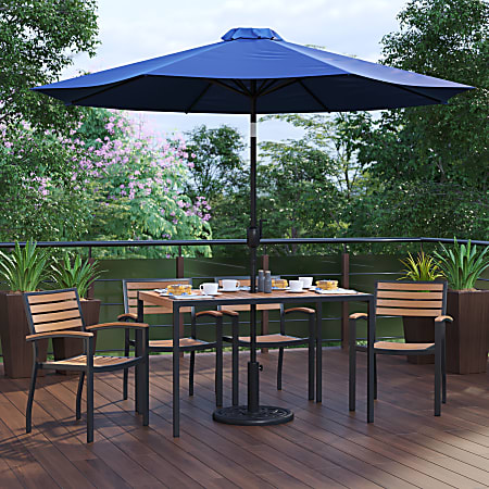 Flash Furniture Lark 7-Piece Outdoor Patio Dining Table Set, 29-1/2"H x 30"W x 48"D, Navy