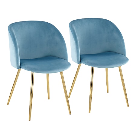 LumiSource Fran Dining Chairs, Gold/Light Blue, Set Of
