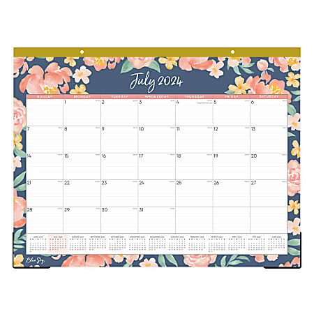 2024-2025 Blue Sky Kayla Academic Monthly Desk Pad Planning Calendar, 22" x 17", Navy, July to June