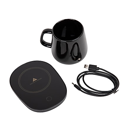 Mind Reader Coffee/Tea Warmer Set With Ceramic Mug, Black
