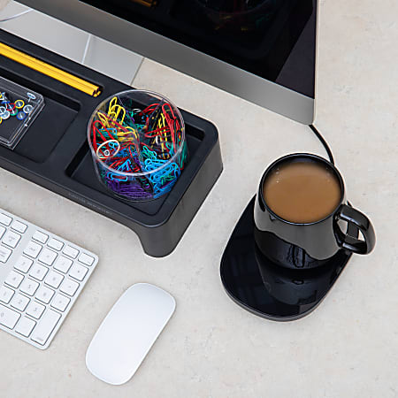 Mind Reader USB Coffee Mug Warmer Set for Desk, Tea Cup Warmer, Electric Warming, Black, Size: 6.42 inch x 4.72 inch x 0.91 inch