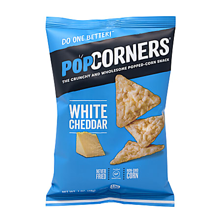 PopCorners Popped-Corn White Cheddar Snack Bags, 1 Oz, Box Of 40 Bags