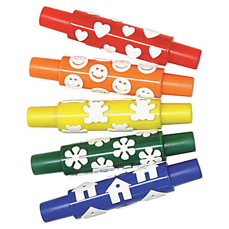 Creativity Street Set A Foam Pattern Rolling Pins, Assorted Colors, Pack Of 5