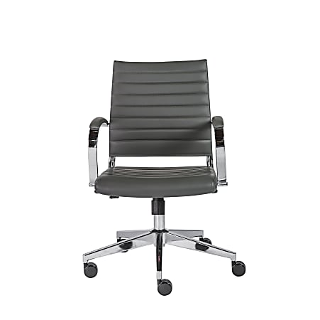 Eurostyle Brooklyn Faux Leather Low-Back Commercial Office Chair, Chrome/Gray