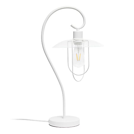 Lalia Home Modern Metal Scroll Table Lamp, 22-1/4"H, Clear Shade/Matte White Base