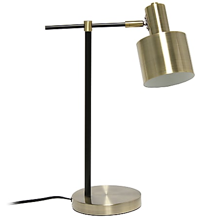 Lalia Home Mid-Century Modern Metal Table Lamp, 21"H, Antique Brass Shade/Black Base