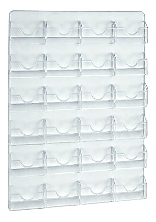 Azar Displays 24-Pocket Wall-Mount Business Card Holders, 18"H x 15-5/8"W x 1"D, Clear, Pack Of 2 Holders