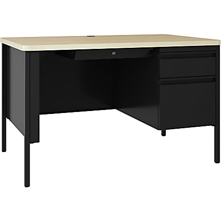 Lorell® Fortress 48"W Right-Pedestal Teacher's Desk, Black Maple