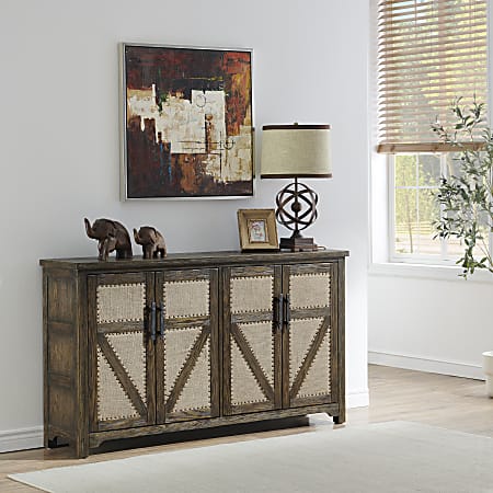 Coast to Coast Rochport 64”W Farmhouse Credenza With 4 Doors, Brown