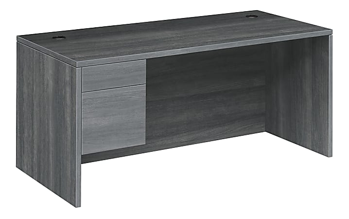 HON® 10500 66"W 2-Drawer Left-Pedestal Computer Desk, Sterling Ash