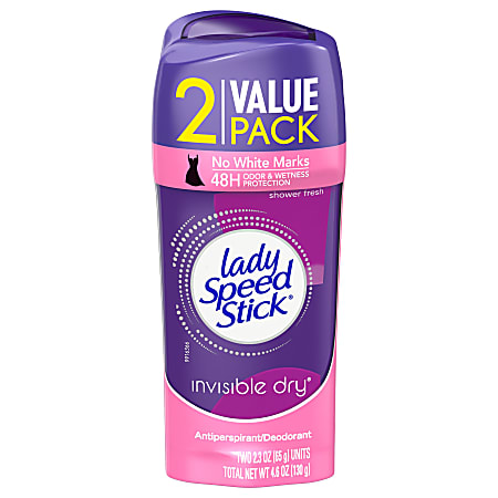 SPEED STICK Lady's Invisible Dry Antiperspirant Deodorant, Shower Fresh, 2.3 Oz, Pack Of 2 Tubes