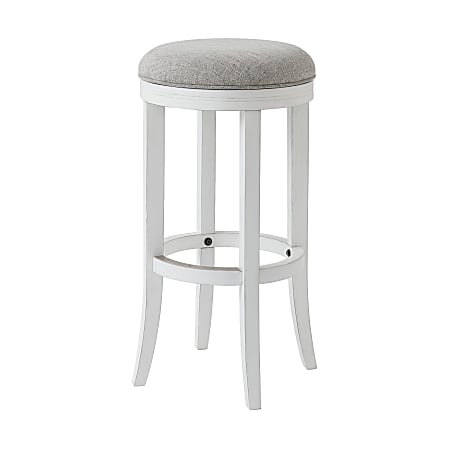 New Ridge Home Goods Avery Backless Swivel Bar Stool, White/Gray