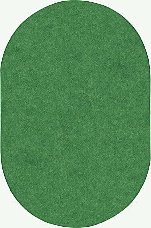 Joy Carpets® Kids' Essentials Oval Area Rug, Just Kidding™, 12' x 7'6", Grass Green