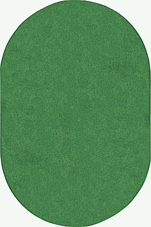 Joy Carpets® Kids' Essentials Oval Area Rug, Just Kidding™, 12' x 7'6", Grass Green