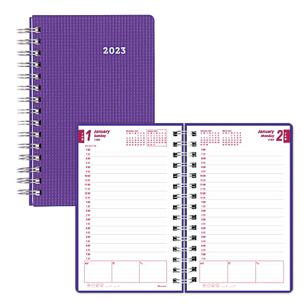 Brownline® DuraFlex Daily/Monthly Planner, 8" x 5", 30% Recycled, Purple, January To December 2023, CB634V.PUR