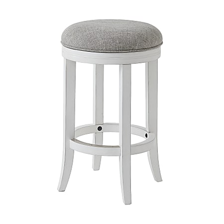 New Ridge Home Goods Avery Backless Swivel Counter Stool, White/Gray