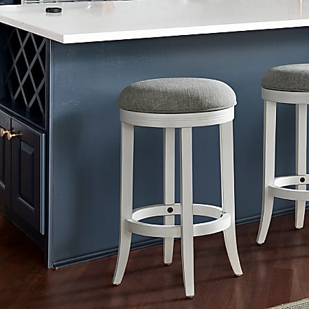 New Ridge Home Goods Avery Backless Swivel Counter Stool WhiteGray