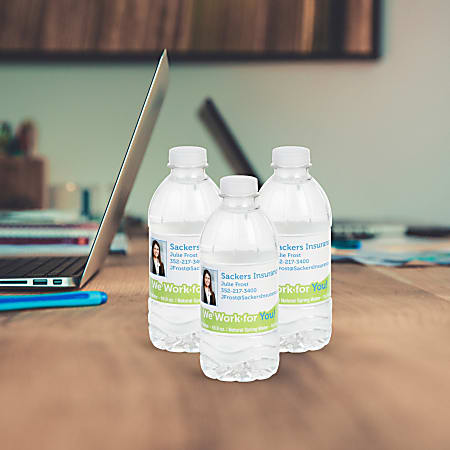 Custom Printed Full-Color Water Bottle Labels, 2" x 8" Rectangle, Box Of 125 Labels