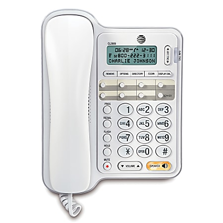 AT&T CL2909 Corded Phone with Speakerphone and Caller ID/Call Waiting, White