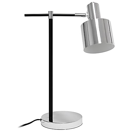 Lalia Home Mid-Century Modern Metal Table Lamp, Chrome Shade/Black Base