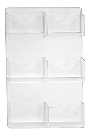 Azar Displays 6-Pocket Wall-Mount Bifold Brochure Holders, 24"H x 13"W x 1-1/8"D, Clear, Pack Of 2 Holders