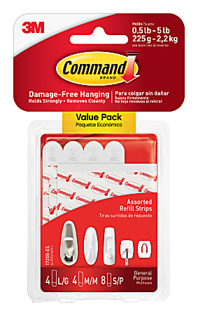 Command™ Mounting Strips, Damage-Free, Pack of 4 Pairs of Strips