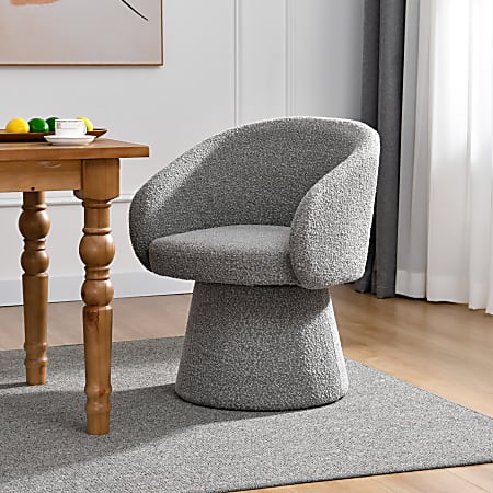 Glamour Home Belle Bouclé Fabric Dining Accent Chair, Gray