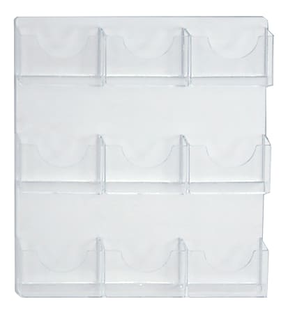 Azar Displays 9-Pocket Wall-Mount Bifold Brochure Holders, 24"H x 19-1/2"W x 1-3/4"D, Clear, Pack Of 2 Holders