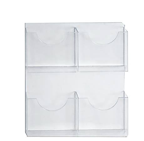 Azar Displays 4-Pocket Wall-Mount Brochure Holders, 21-1/2" x 18-7/8", Clear, Pack Of 2 Holders
