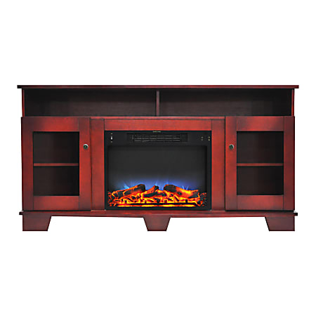 Cambridge® Savona Electric Fireplace With Entertainment Stand, Multicolor LED Flame Display, Cherry