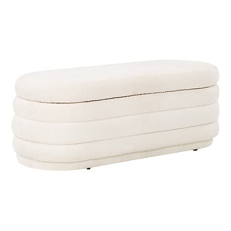 Office Star Clifford Storage Bench, 18”H x 48-1/4”W x 21”D, Snow Sherpa